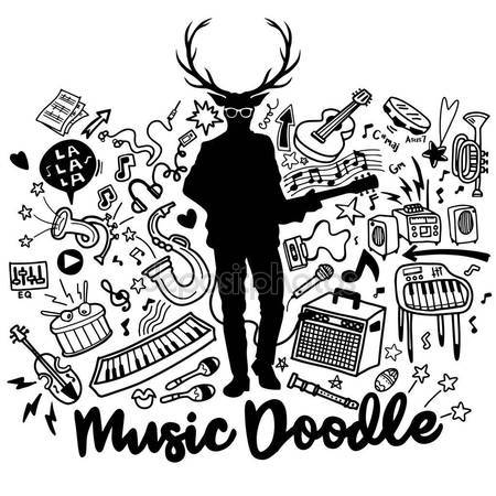 450x450 Hipster Deer With A Guitar And Cool Eye Glasses Hand Drawing Do