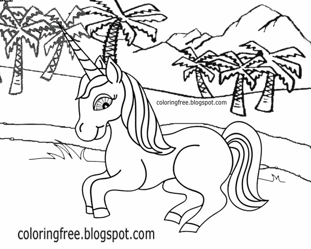 1000x800 Printable Unicorn Drawing Mythical Coloring Book Pictures For Kids