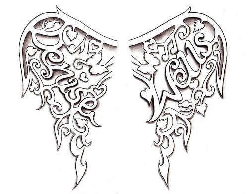 500x391 Angel Wings Tattoo Design By Denise A. Wells
