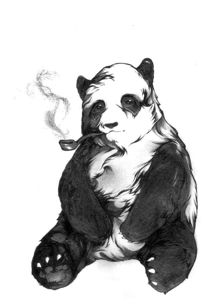 713x977 Panda Smoking A Pipe Tattoo Flash For Sale By Maplebrilliantine