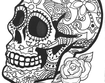 340x270 Cool Skull Design Coloring Pages Color Bros