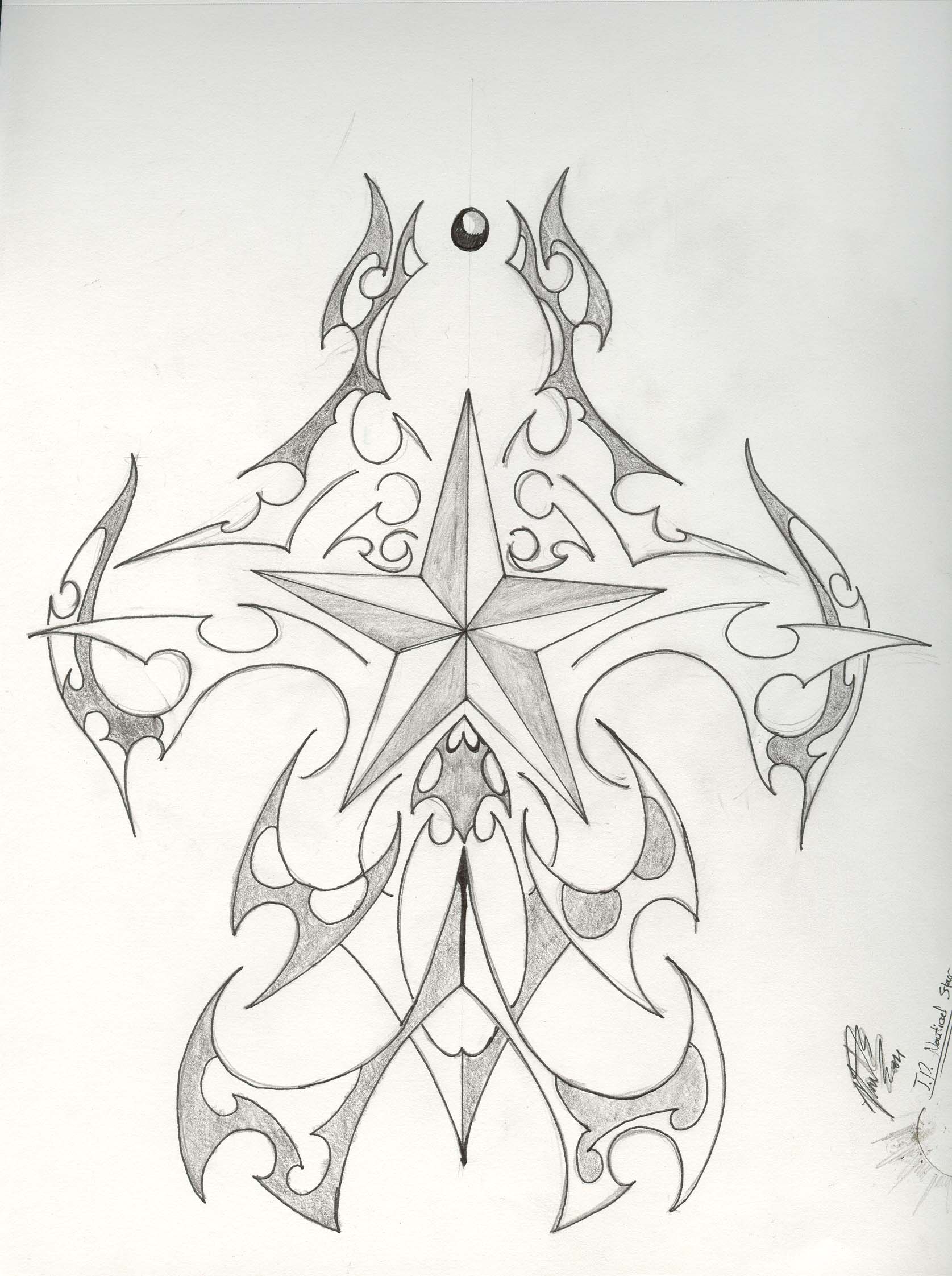 1675x2244 T.d. Nautical Star Ink By O0tron0o