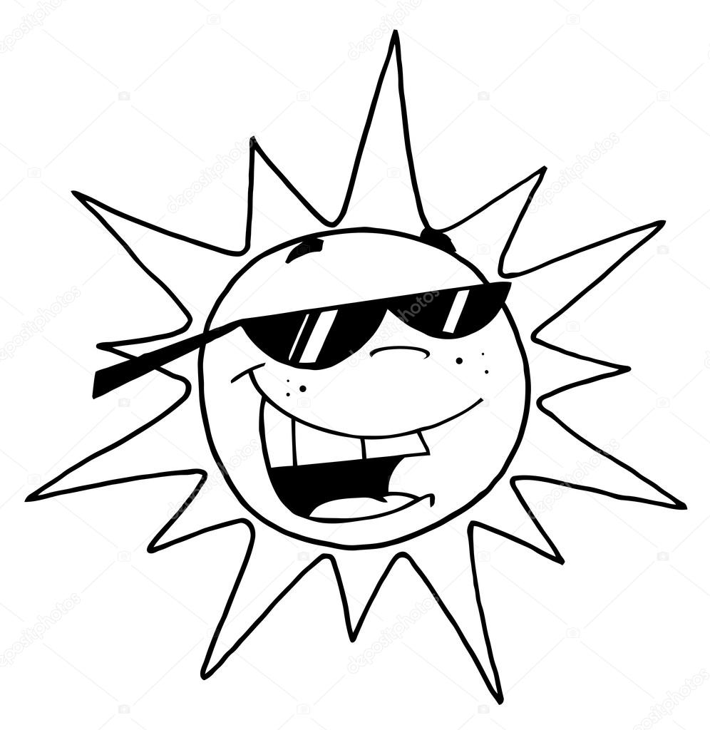 996x1024 Outline Of A Cool Sun Character Stock Photo Hittoon