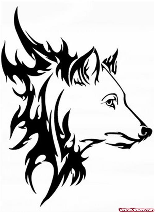 500x686 Awesome Tribal And Wolf Head Tattoo Design Tattoo