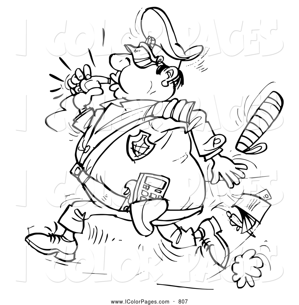 1024x1044 Coloring Page Of A Black And White Sketch Of A Cop Police Officer