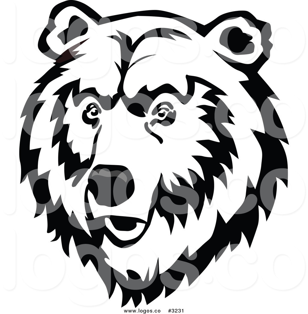 1024x1044 Royalty Free Vector Of A Black And White Bear Face Logo By Vector