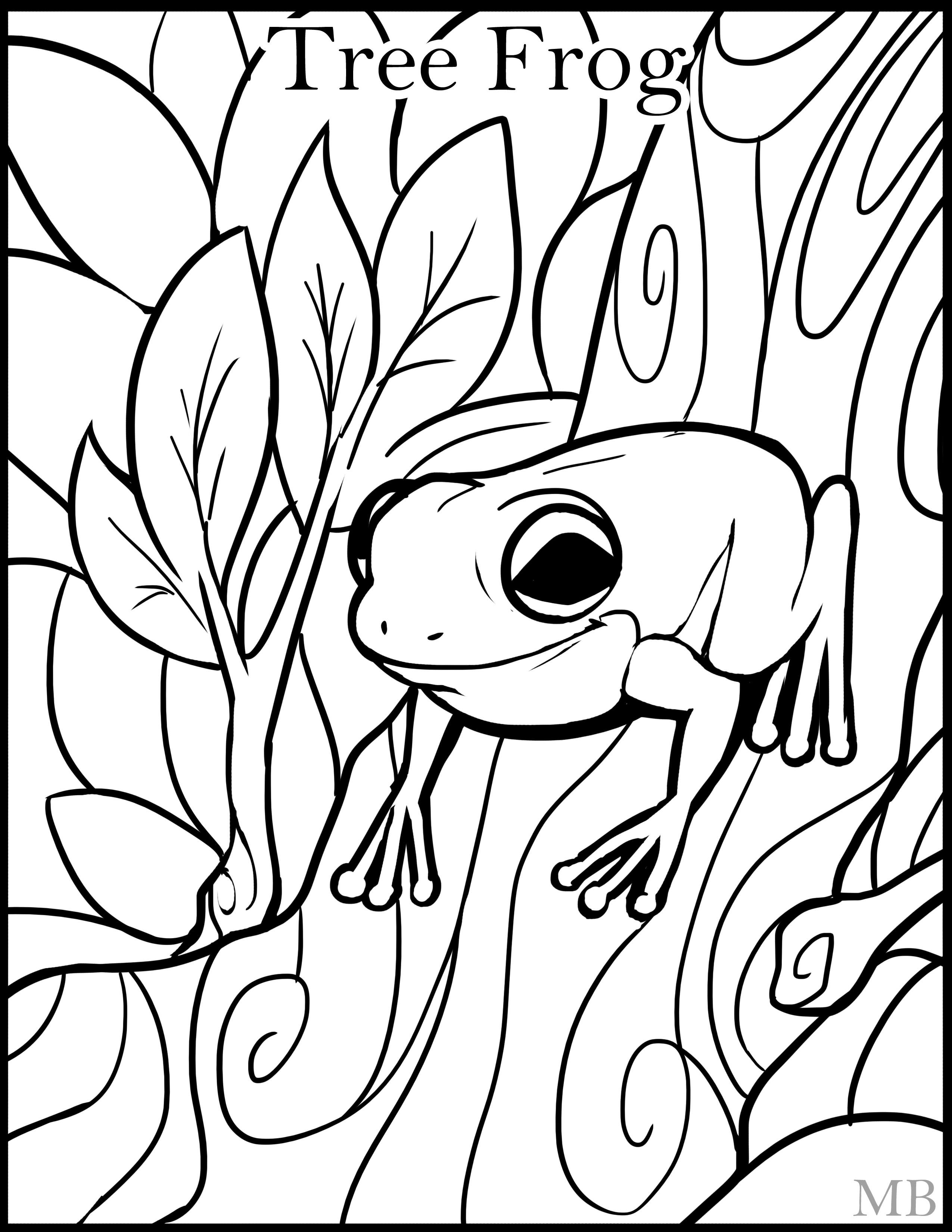 2550x3300 Tree Frog Coloring Page Samantha Bell. Preschool Coloring