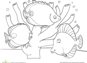 301x218 Coral Reef Coloring Page Coral Reefs, Worksheets And Fish Swimming