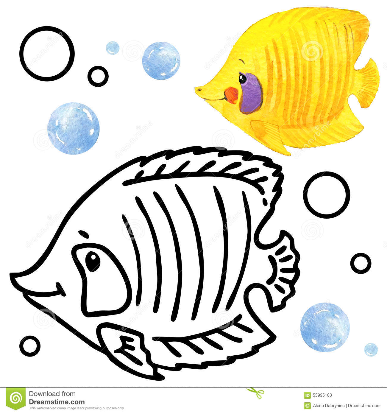 1300x1390 Drawn Fish Coral Fish