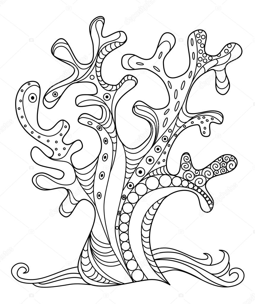 860x1024 Sea Coral Hand Drawn Illustration Stock Vector Irmairma