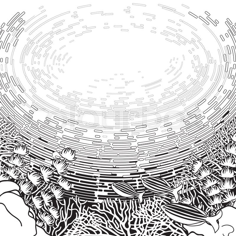 800x800 Graphic Coral Reef And Water Surface Drawn In Line Art Style