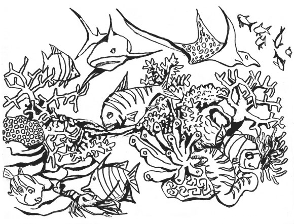 580x442 Free Coral Coloring Page Mosaics Color Sheets