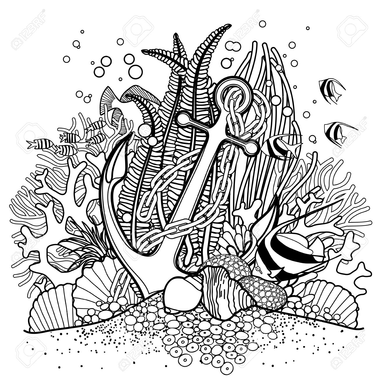 1300x1300 Coral Reef Drawings Drawn Ocean Coral Reef