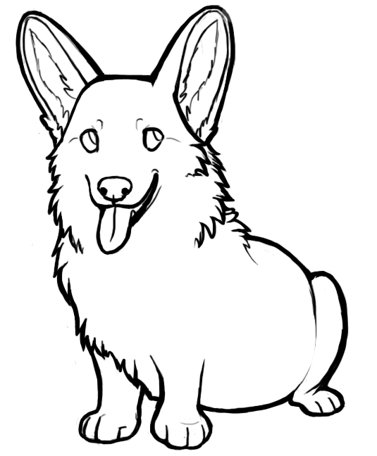 535x648 Corgi Line Art By Khamisu