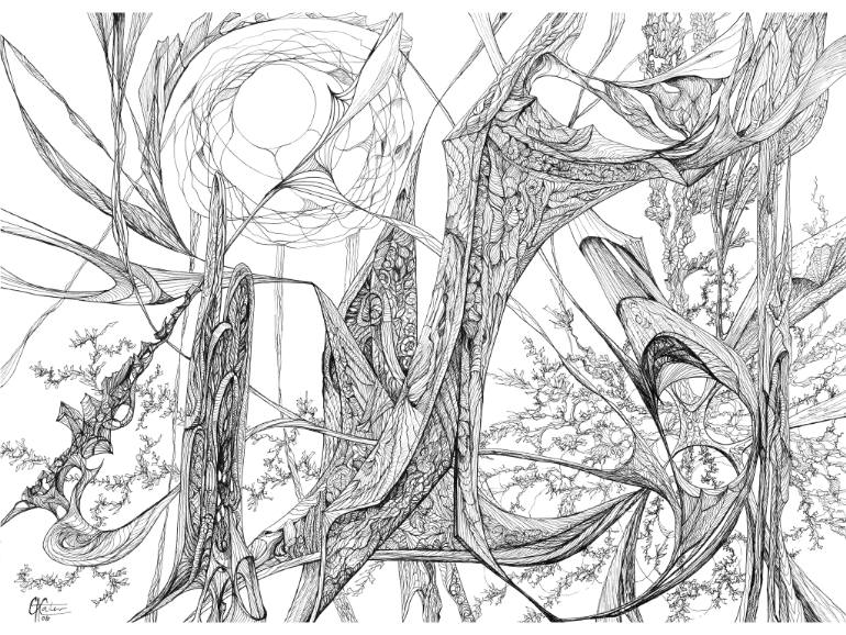 770x578 Saatchi Art Cosmic Cornfield Drawing By Charles Cater