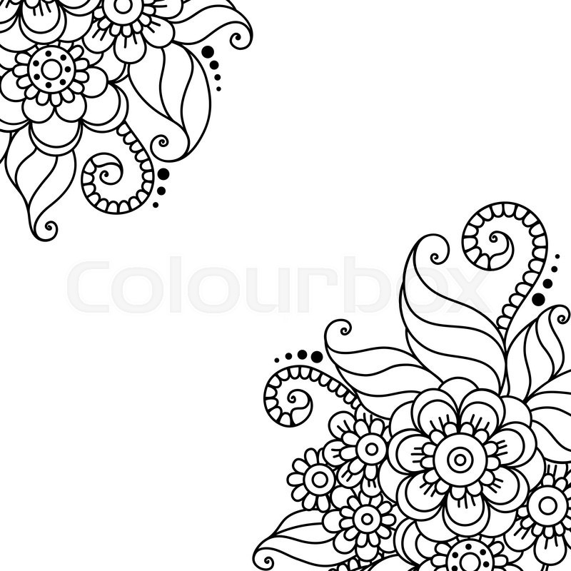 800x800 Black Flower Corner, Lace Ornament Stock Vector Colourbox