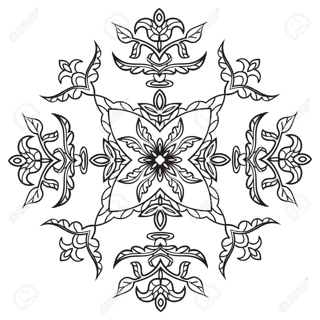 1300x1300 Hand Drawing Zentangle Element. Italian Majolica Style Black