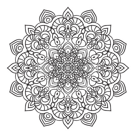 450x450 Hand Drawing Ornate Element In Eastern Style. Black And White