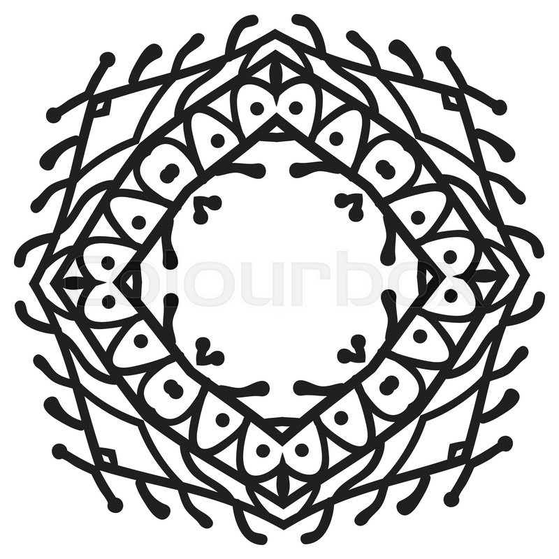 800x800 Hand Drawing Zentangle Decorative Frame. Black And White. Flower