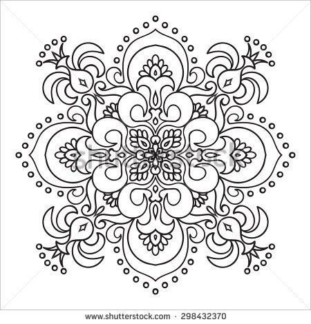 450x470 Hand Drawing Zentangle Element. Italian Majolica Style Black