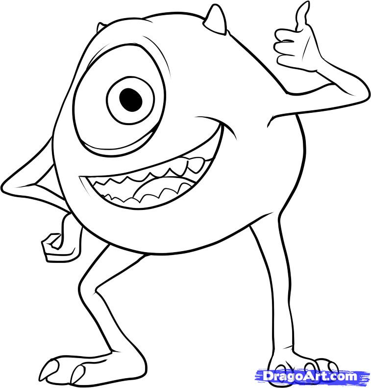 757x791 Mike Wazowski Drawing Drawings, Cartoon