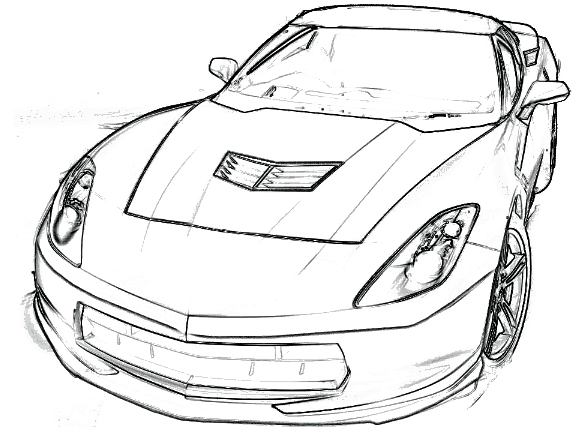 572x427 Corvette Stingray Coloring Page