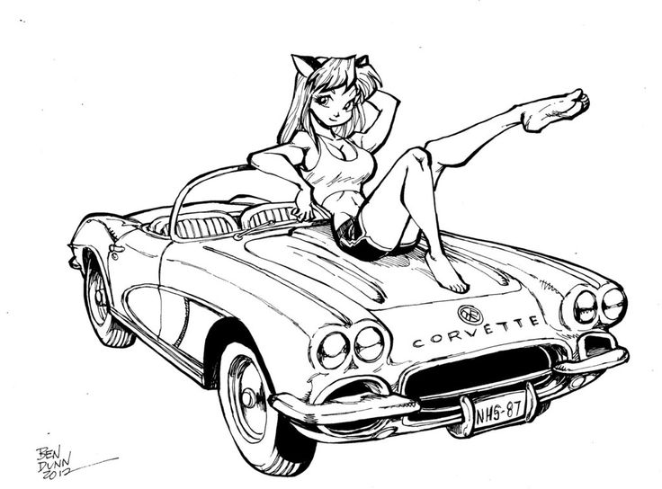 736x544 Cartoon Corvette Drawings