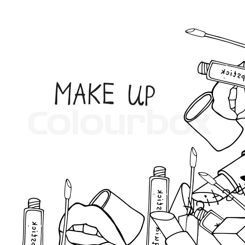 800x800 Makeup Products. Cosmetics. Sketchy Black White Border