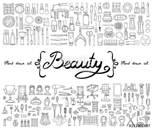 500x423 Vector Set With Hand Drawn Isolated Doodles Of Cosmetics