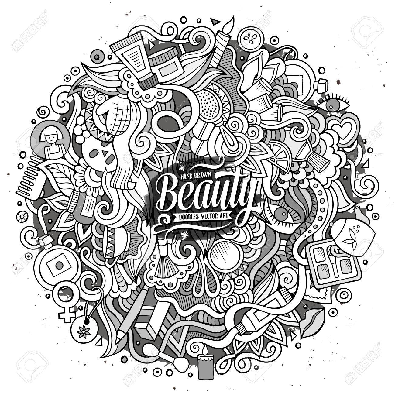 1300x1300 Cartoon Cute Doodles Hand Drawn Cosmetics Frame Design. Line