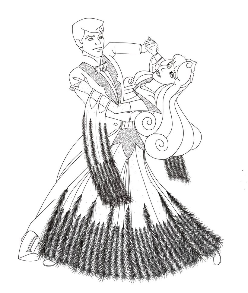 822x972 Foxtrot Sleeping Beauty Line Drawing By Lisagunnillustration