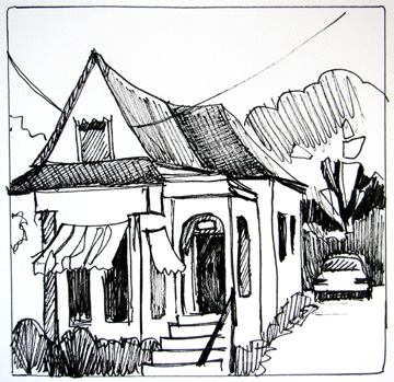 360x349 Cook Street Contemporary Urban Scene Painting Of A House