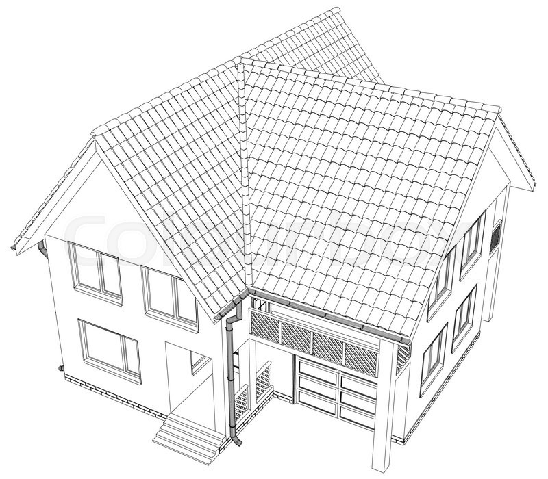 800x700 Vector Sketch Of The Cottage. Illustration Created Of 3d. Stock