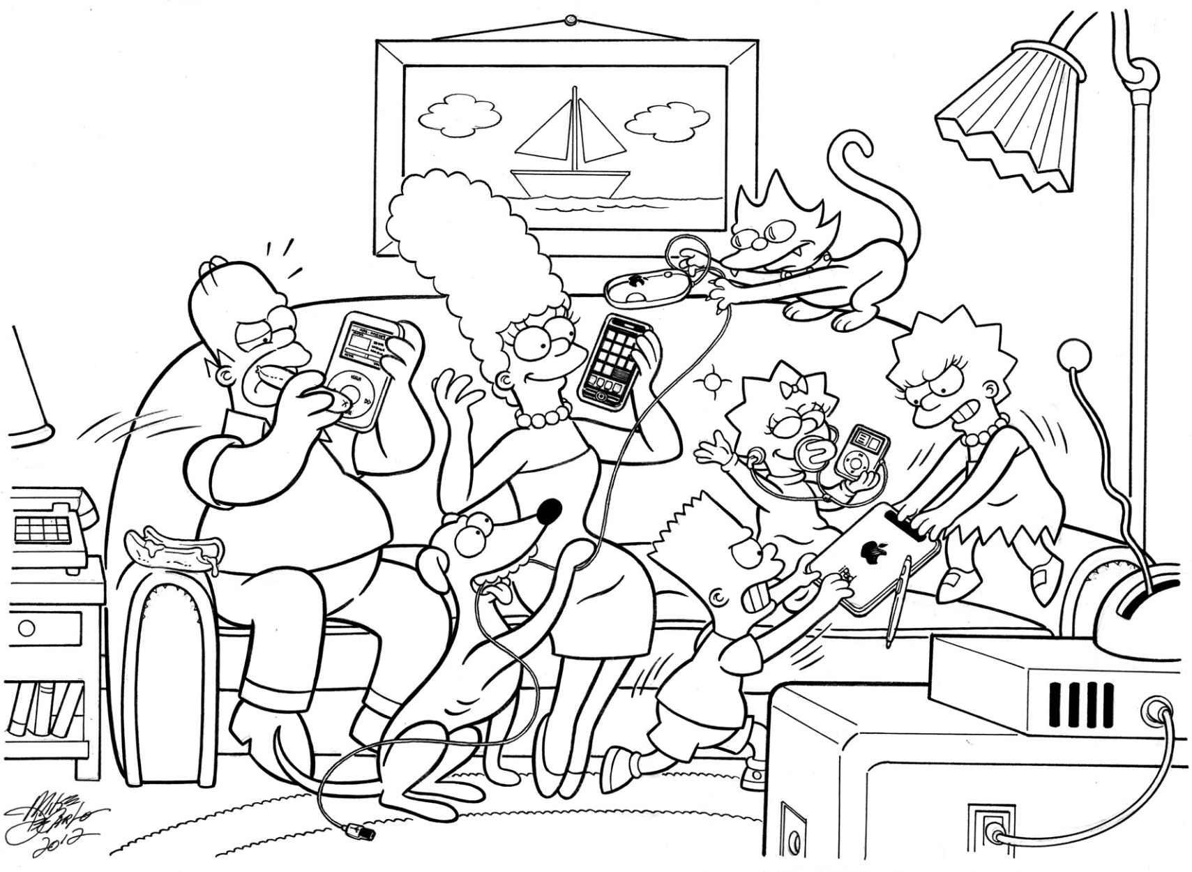 1709x1250 Simpson Couch Ifamily, In Brian Peck's Draw Me An Ipod! Comic Art
