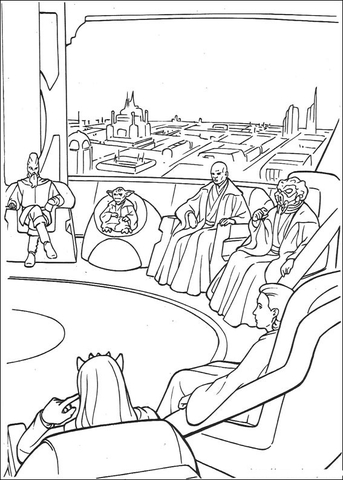 343x480 Jedi High Council Meeting On Coruscant Coloring Page