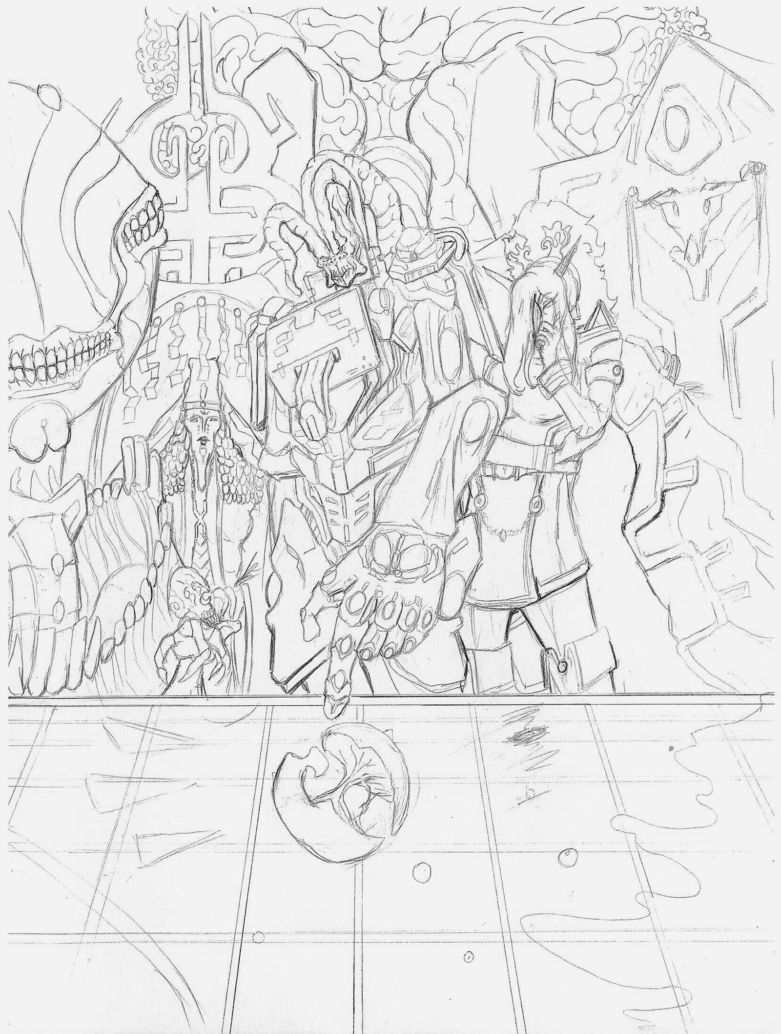 1600x2117 Alliance War Council (Wip Sketch) By Shocktowerarts