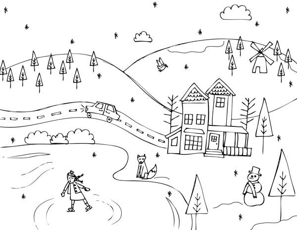 600x464 Countryside Coloring Pages