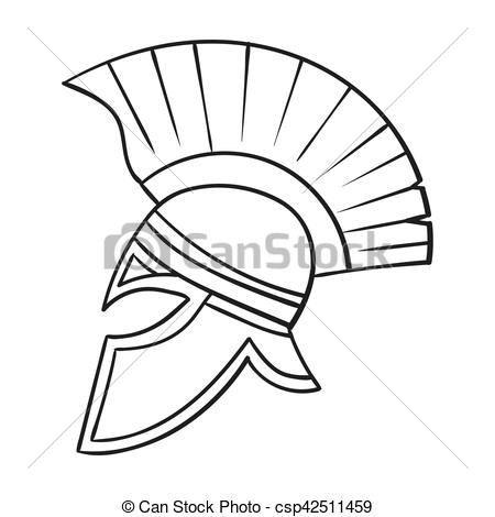 450x470 Roman Soldier's Helmet Icon In Outline Style Isolated