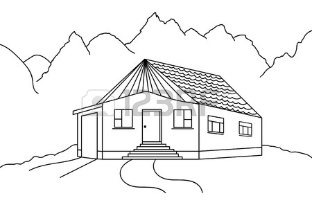 450x296 Vector Country House Black And White Sketch Royalty Free Cliparts