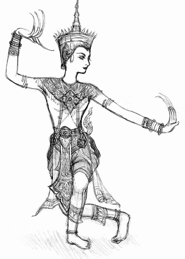 600x840 Thai Dancing +sketch