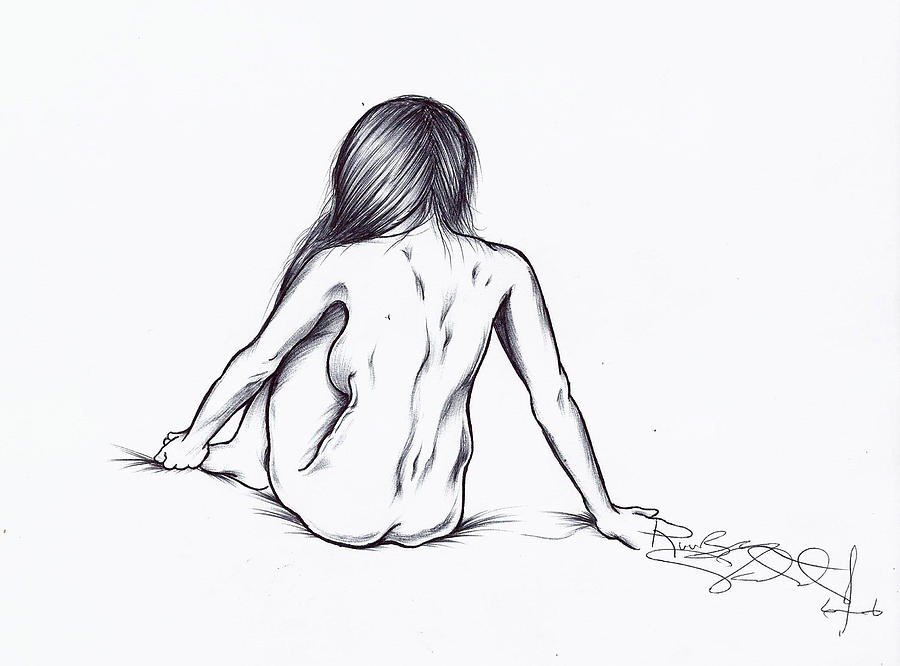 900x666 Women On Bed Drawing By Ruuben Valdes