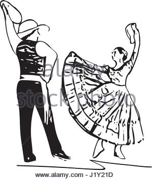 300x357 Illustration Of Couple Dancing Marinera. Peruvian Dancing Stock