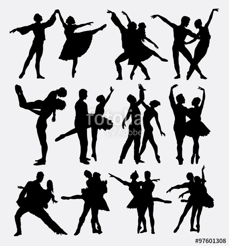 466x500 Ballet Couple Dance Posing Silhouettes. Good Use For Symbol, Logo