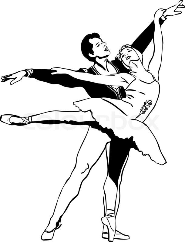 610x800 Sketch Ballet Pair In A Dancing Pose Stock Photo Colourbox