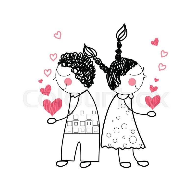 800x800 Couple Red Heart Shape Love Holding Hands Drawing Simple Line