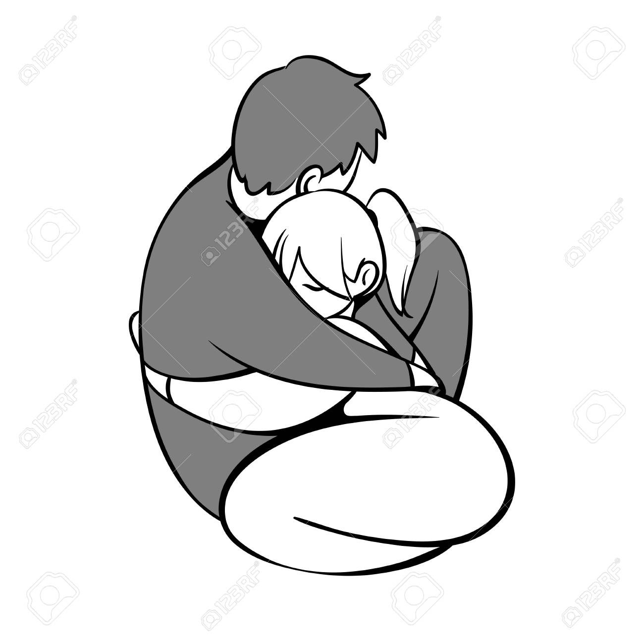 1300x1300 Hand Drawn Illustration With Hugging Lovely Couple. Sketch