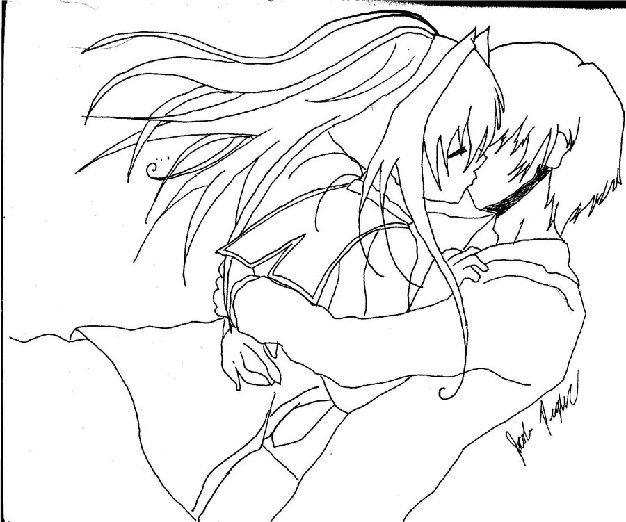 900x751 Anime Couple Kissing By Invader Jacob