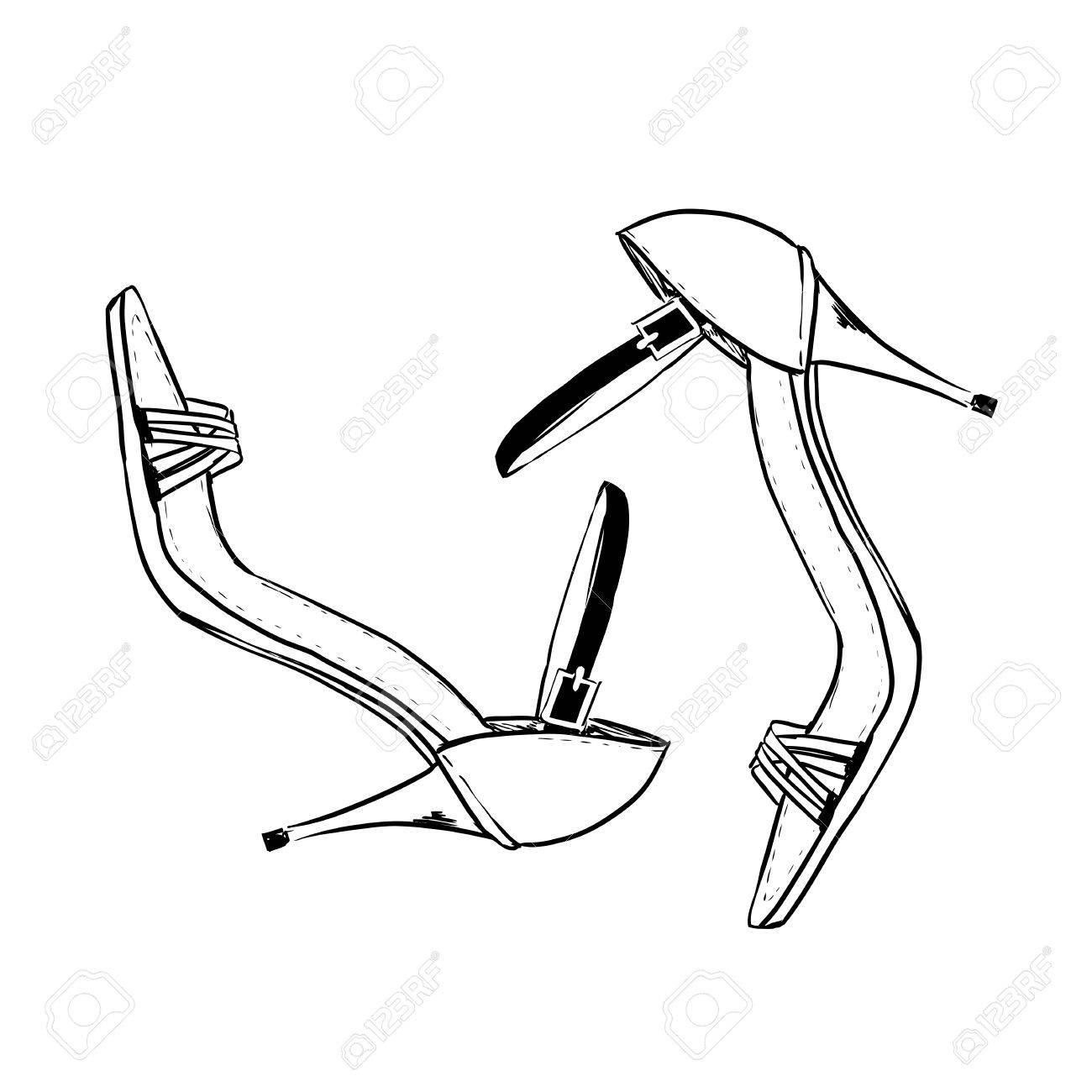 1300x1300 Pair Of Elegant Woman Shoes. Court Shoes On High Heels. Hand