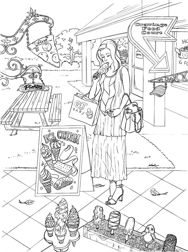 770x1027 Saatchi Art Tte3682 Food Court Drawing By Joshua Wong