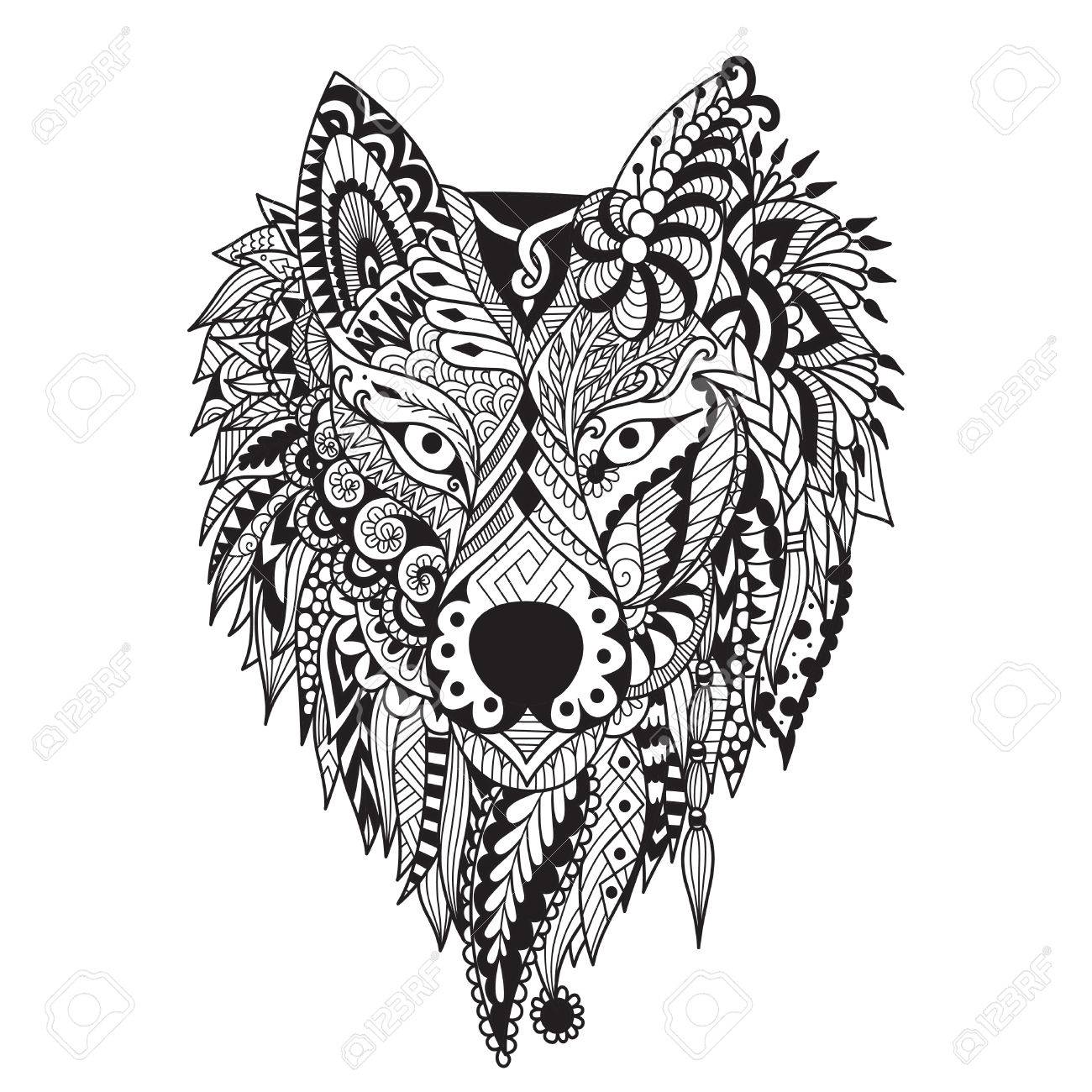 1300x1300 Zendoodle Stylize Of Dire Wolf Design For Tattoo, Bag ,mug, Pillow